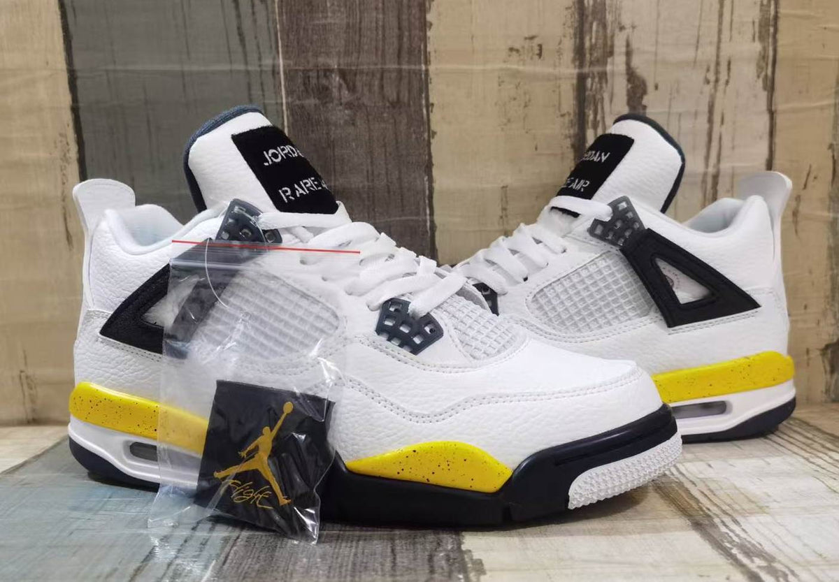White, Black & Yellow High-Top Sneakers