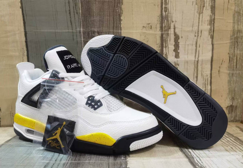 White, Black & Yellow High-Top Sneakers