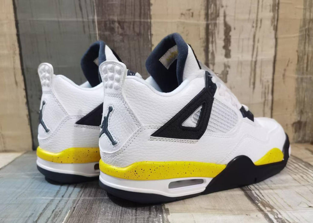 White, Black & Yellow High-Top Sneakers
